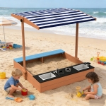 Детски дървен пясъчник 3 в 1 Ginger Home - С Кухня, Пейка и Сенник с UV Защита