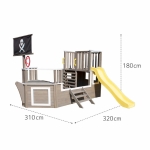 Детска дървена катерушка Ginger Home - Пиратски кораб, С пързалка и пясъчник, 310 х 320 х 180 сm