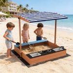 Детски дървен пясъчник 3 в 1 Ginger Home - С Кухня, Пейка и Сенник с UV Защита