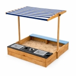 Детски дървен пясъчник 3 в 1 Ginger Home - С Кухня, Пейка и Сенник с UV Защита