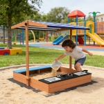 Детски дървен пясъчник 3 в 1 Ginger Home - С Кухня, Пейка и Сенник с UV Защита