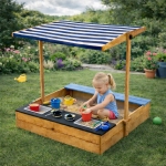 Детски дървен пясъчник 3 в 1 Ginger Home - С Кухня, Пейка и Сенник с UV Защита