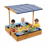 Детски дървен пясъчник 3 в 1 Ginger Home - С Кухня, Пейка и Сенник с UV Защита