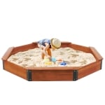 Дървен детски пясъчник Ginger Home - Octagon, Водоустойчиво Покривало