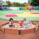 Дървен детски пясъчник Ginger Home - Octagon, Водоустойчиво Покривало