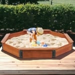 Дървен детски пясъчник Ginger Home - Octagon, Водоустойчиво Покривало