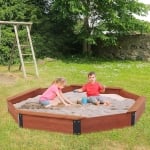 Дървен детски пясъчник Ginger Home - Octagon, Водоустойчиво Покривало