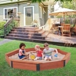 Дървен детски пясъчник Ginger Home - Octagon, Водоустойчиво Покривало