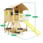 Дървена голяма детска къща Ginger Home - Пясъчник и Пързалка