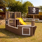 Детска дървена катерушка Ginger Home - Пиратски кораб, С пързалка и пясъчник, 310 х 320 х 180 сm