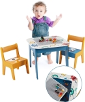 Дървен детски комплект маса с 2 столчета Ginger Home, с Lego основа