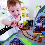 Дървен железопътен комплект Hape - Голяма планинска мина, 32 части