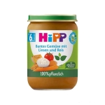 Био пюре Hipp - Зеленчуци с ориз и леща, 190 g