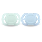 Залъгалки Philips Avent - Ultra Start, пастелни цветове с кутия за стерилизиране, 0 - 2 m, 2 броя