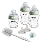 Комплект стъклени шишета за новородено Tommee Tippee - Natural Start с четка за шишета