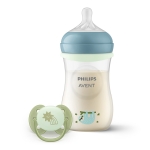 Комплект Philips Avent - Natural Response 3.0, 260 ml, със залъгалка 0-6 m, Светещи