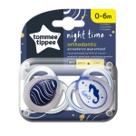 Ортодонтични залъгалки Tommee Tippee - Night Time със светеща в тъмното дръжка, Морско конче, 0-6 m, 2 броя