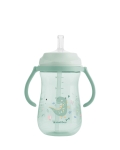 Чаша със силиконовa сламка Kikkaboo - Dino World, 300 ml, Pink
