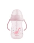 Чаша със силиконовa сламка Kikkaboo - Dino World, 300 ml, Pink