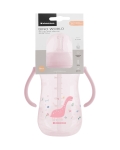 Чаша със силиконовa сламка Kikkaboo - Dino World, 300 ml, Pink