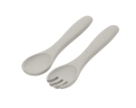 Комплект вилица и лъжица Kikkaboo - Platinum Silicone, Sand