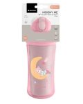 Чаша със силиконовa сламка Kikkaboo - Moony me, 220 ml, Pink