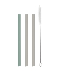 Сет силиконови сламки Kikkaboo - Platinum Silicone, Sage, 3 броя