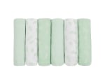 Комплект муселинови кърпи Kikkaboo - Leaves, Mint, 30 х 30 сm, 6 броя
