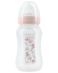 Бебешко шише с широко гърло Kikkaboo - Tropical leaves, Pink, 330 ml