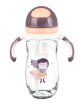 Бебешко шише със сламка Kikkaboo - Supergirl, 300 ml