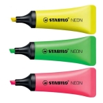 Комплект текст маркери Stabilo - Neon, 3 цвята