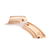 Дървен комплект Hape - Къса железопътна извита релса, 4 броя