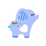 Силиконова гризалка Baby Care - Слонче Lucky, Синя