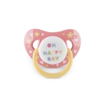 Силиконови залъгалки Baby Care - Yellow & Pink, с капаче, 2 броя, 6 m+