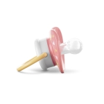 Силиконови залъгалки Baby Care - Yellow & Pink, с капаче, 2 броя, 6 m+