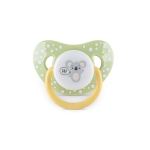 Силиконови залъгалки Baby Care - Yellow & Green, с капаче, 2 броя, 6 m+