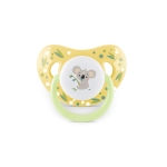Силиконови залъгалки Baby Care - Yellow & Green, с капаче, 2 броя, 6 m+