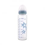 Бебешко стъклено шише Lorelli - Anti Colic, 240 ml, Moonlight Blue