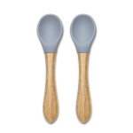 Силиконови лъжички с бамбук Lorelli - Natural, 2 броя, Grey