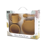 Силиконов сет за хранене 4 части Lorelli - Natural, Yellow