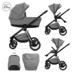 Бебешка количка 2 в 1 с адаптори Lorelli - Bianca, Grey