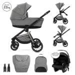 Бебешка количка 3 в 1 с кош за новородено Lorelli - Bianca, Grey