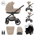 Бебешка количка 3 в 1 с кош за новородено Lorelli - Bianca, Grey