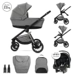 Бебешка количка 3 в 1 с кош за новородено Lorelli - Bianca, Grey