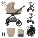 Бебешка количка 3 в 1 с кош за новородено Lorelli - Bianca, Grey