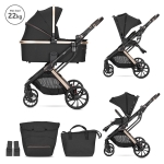 Бебешка количка 2 в 1 Lorelli - Glory, с адаптори и кош за новородено, Grey