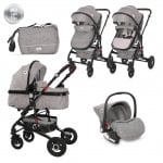 Комбинирана детска количка Lorelli - Alba Premium Set, Steel grey