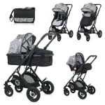 Комбинирана количка Lorelli - Sena Set, Black Marble
