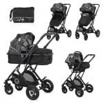 Комбинирана количка Lorelli - Sena Set, Black Marble