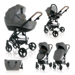 Детска комбинирана количка 3 в 1 Lorelli - Crysta, Opaline Grey